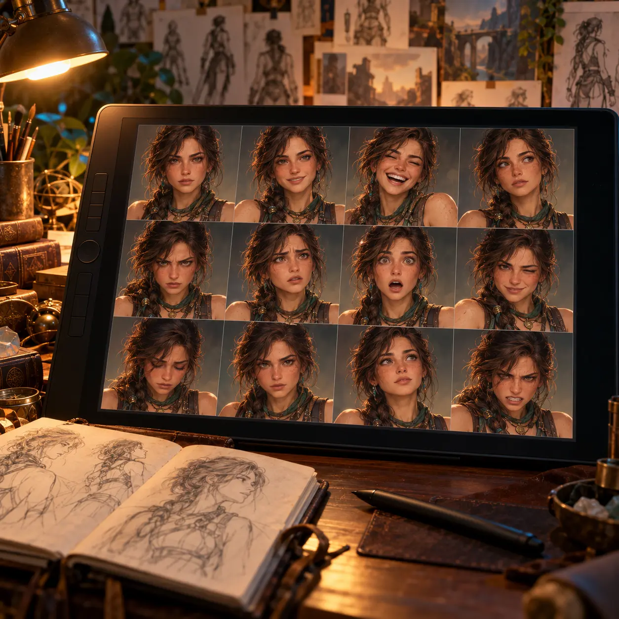 AI Character Expression Sheet: 12 Expressions With One Consistent Face